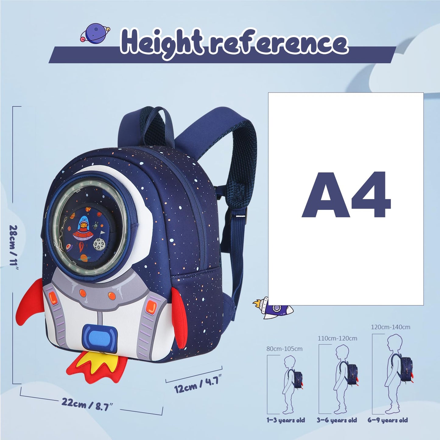 yisibo Rocket Toddler Backpack with Leash,3-6 Years Anti-lost Kids Backpack,Children Backpack for boys girls