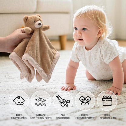 Baby Bear Security Blanket, Soft Loveys for Babies, for Newborn Boys and Girls, Gender Neutral Security Blanket with Stuffed Animal, Baby Snuggle Toy