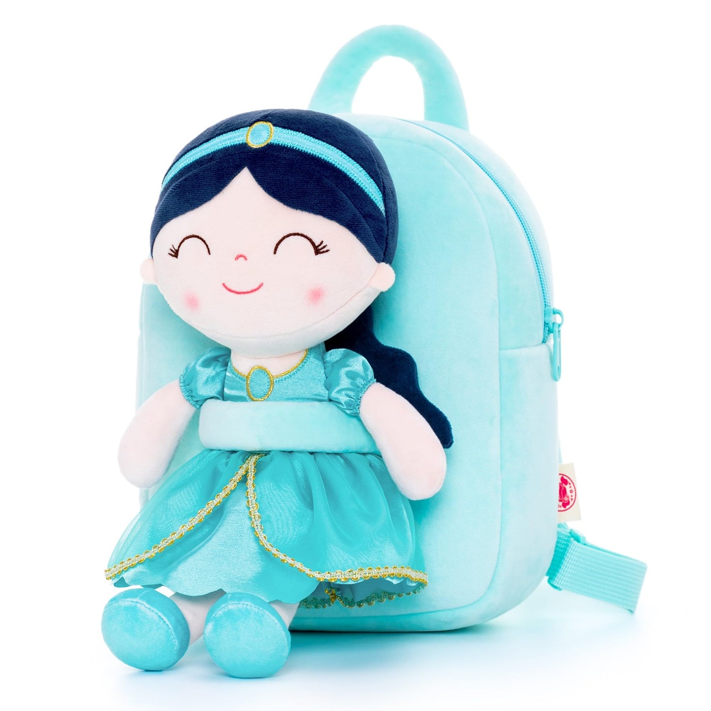 Gloveleya Toddler Backpack Baby Ballerina Girl Gifts Plush Curly Hair Ballet Backpack - Black Blonde 9 inches