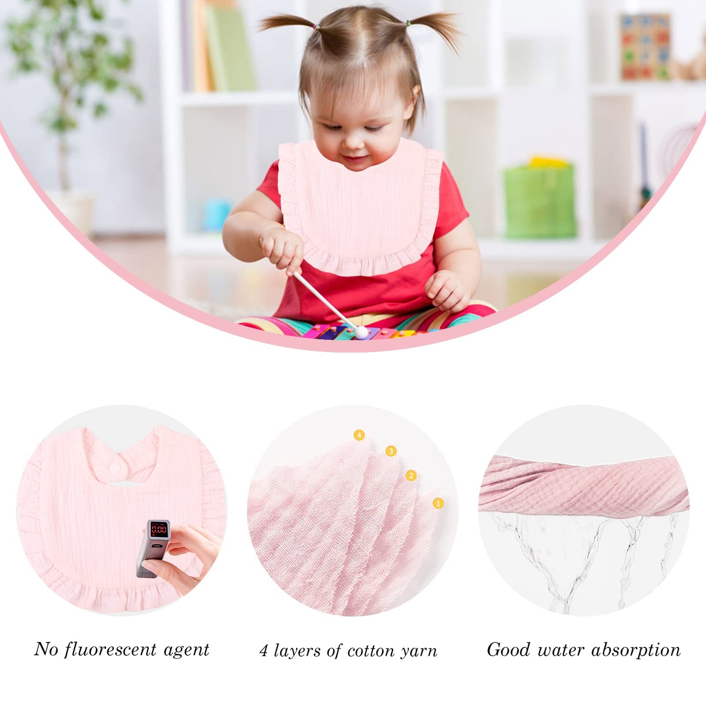 Baby Bibs Muslin Drool Teething Drooling Bibs for Baby Girl Boy Muslin Cotton