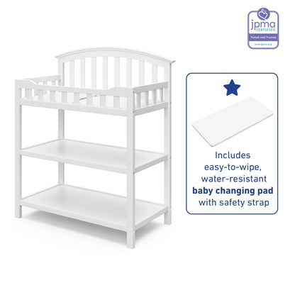 Graco Changing Table with Water-Resistant Changing Pad (White) – GREENGUARD Gold Certified, Multi Storage Nursery Changing Table for Infants and Babies
