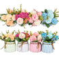 XONOR Artificial Flower Plants – Mini Fake Hydrangea Flowers in Pot for Home Decor Party Wedding Office Patio Table Desk Decoration, Set of 4, 3.3''(D) x 5.5''(H)