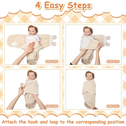 Ramede 6 Pack Baby Swaddle Blanket with Hats Sleep Swaddle for 0-3 Months Newborn Sacks Soft Cotton Wearable for Boy Girl