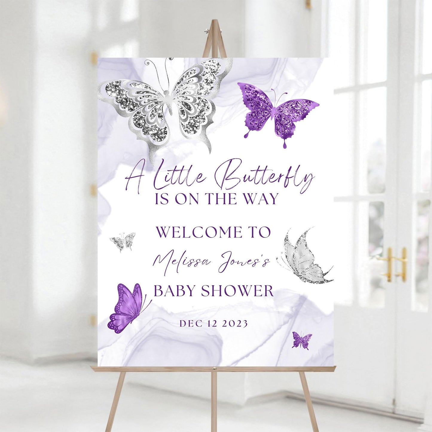 Personalized A Little Snowflake Is On The Way Welcome Sign, Pink, Girl, Winter Baby Shower Canvas