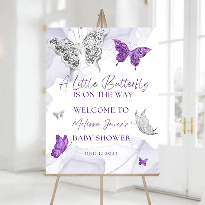 Personalized A Little Snowflake Is On The Way Welcome Sign, Pink, Girl, Winter Baby Shower Canvas