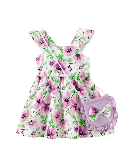Mioglrie Baby Girl Clothes Newborn Dress Summer Toddler Girls' Clothing Casual Sundress with Cute Bag Infant Outfits