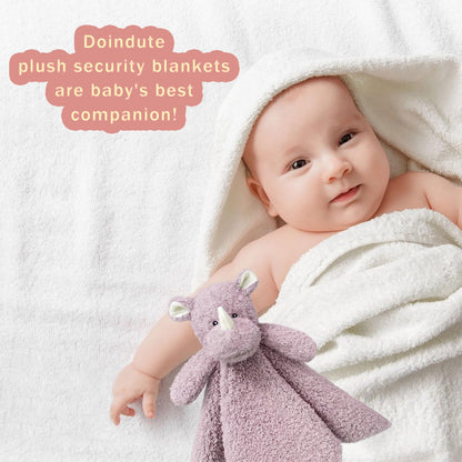 Baby Pink Rhino Soft Stuffed Animal Security Blanket, Plush Rhino Character Lovey Blanket, Baby Shower/Nursery Gift, Newborn Infant Toddler Snuggle Blankie for Boys Girls, 14 Inches