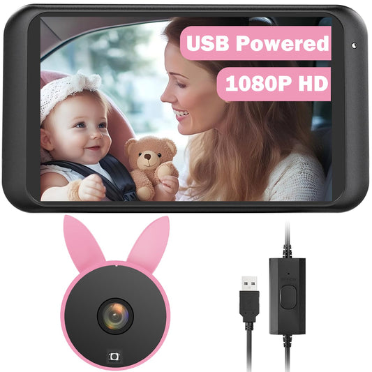 USB Baby Car Camera Plug-Play, 4.5" 1080P Easy Setup Backseat Camera with Flexible 360 Rotation, Clear Picture Rear Facing Car Seat Baby Monitor