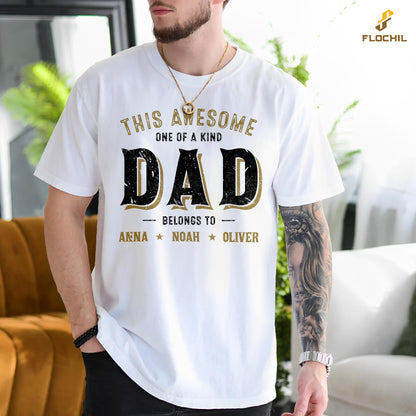 FLOCHIL Personalized Dad Shirt for Men, Custom Dad Shirt with Kids Names, Customized Fathers Day T Shirt, Gifts for Dad