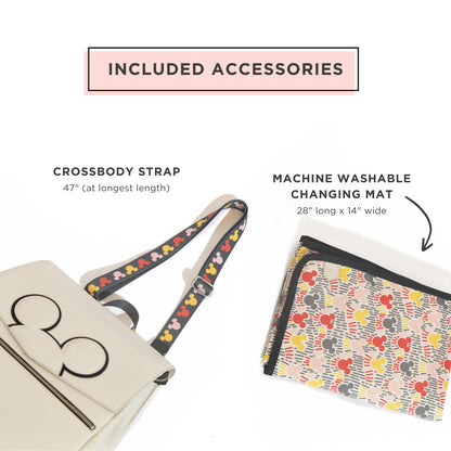 Freshly Picked Classic II Diaper Bag Backpack, Wipeable Vegan Leather With Changing Pad (Minnie Lots of Dots)
