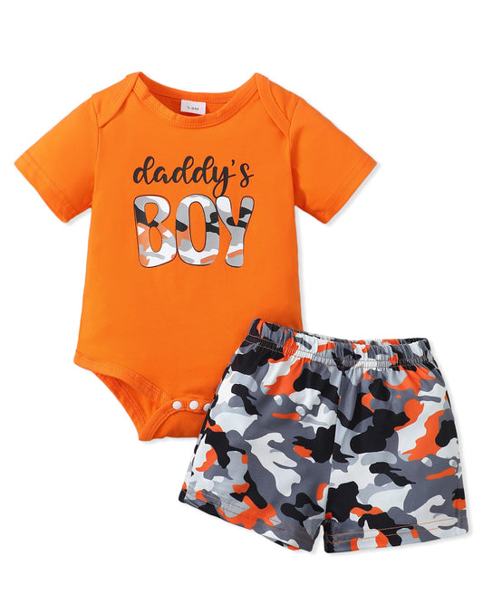 NZRVAWS Newborn Baby Boy Clothes Letter Printed Romper Shorts Summer Infant Outfits Camo Clothing Set 0 3 6 9 12 Months