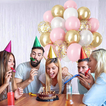 Dusty Blue Balloon Set, 60Pcs 12 Inch Slate Baby Blue White Sand Latex Balloon with Metallic Confetti Champagne Gold Helium Balloons for Birthday Party Baby Bridal Shower Boho Decortaions Supplies