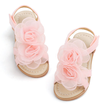 Felix & Flora Toddler Girls Sandals Soft Rubber Flats Summer Baby Flower Girl Shoes.