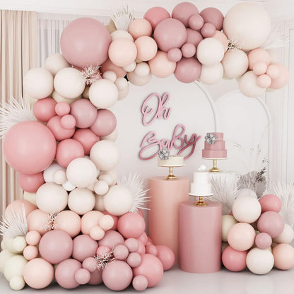 18Inch Boho Dusty Rose Pink Nude Mauve Neutral Brown Ivory White Balloons Balloon Arch Garland Kit, Baby Shower Balloons Girls, Boho Birthday Wedding Baby Shower Party Decorations for Girl
