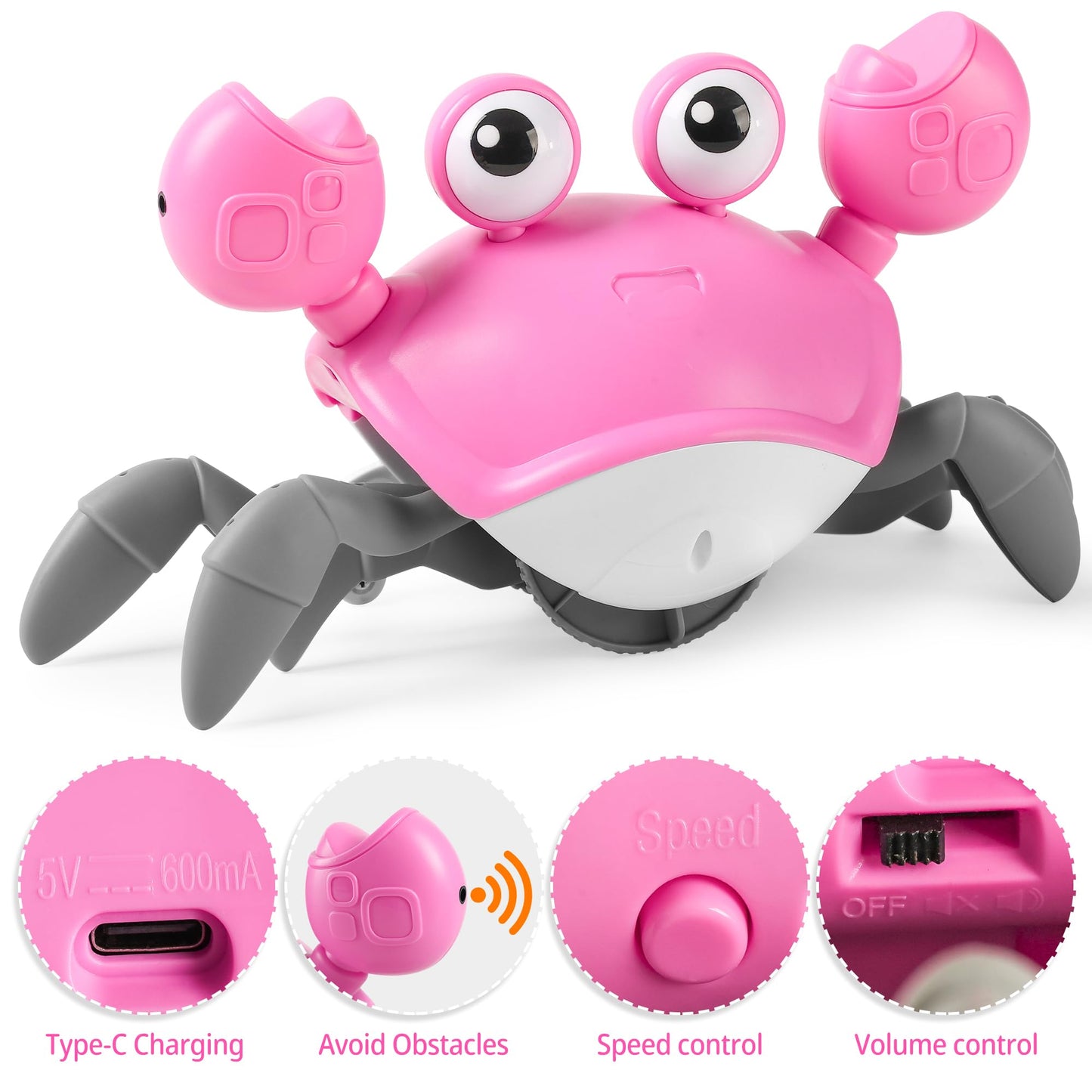 Crawling Crab Baby Toy Infant: Tummy Time Toys for Babies 3 6 9 12 18 24 36 Months, Walking Dancing Sensing Crab for Toddler 1 2 3 4 Year Old, 1st Music Birthday Gifts for Boys Girls