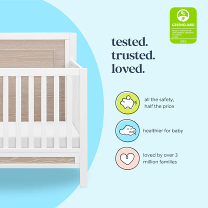 Carter's by DaVinci Radley 4-in-1 Convertible Crib in White & Coastwood, Greenguard Gold Certified