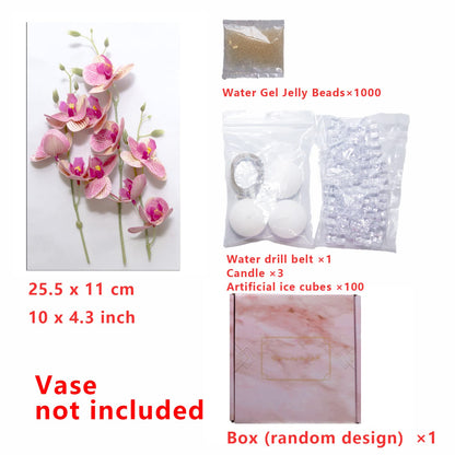 Artificial Phalaenopsis with Candles Diamond Lace Nearly Natural Orchid for Table Centerpiece Wedding Party Home Bar Restaurant Festival Decoration Pink Suit