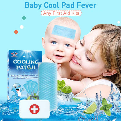 16 Sheets Baby Cool Pads for Kids Fever Discomfort & Pain Relief, Cooling Relief Fever Reducer, Soothe Headache Pain, Pack of 16