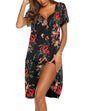 Ekouaer Women's Nightshirt Short Sleeve Button Down Nightgown V-Neck Sleepwear Pajama Dress