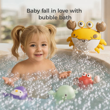 TUMAMA Baby Bath Toy,Bath Bubble Maker Machine with Music,3 Wind-Up Bathtub Toys,Crab Shower Water Toy for Toddlers Kids Boys Grils,4 Pieces
