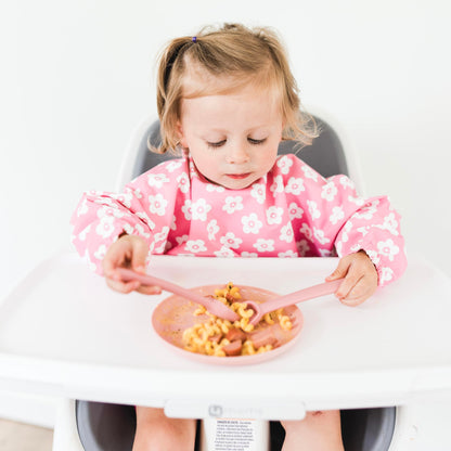 Ryan & Rose Ultimate Utensil Set of 3 Silicone Baby Spoons Silicone baby feeding set for baby led weaning, baby spoons self feeding 6 months, baby utensils, toddler utensils (Rose), Child