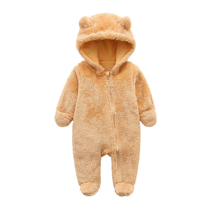 Newborn Baby Jumpsuit Hooded Fleece Rompers Long Sleeve Onesies Outwear Outfits