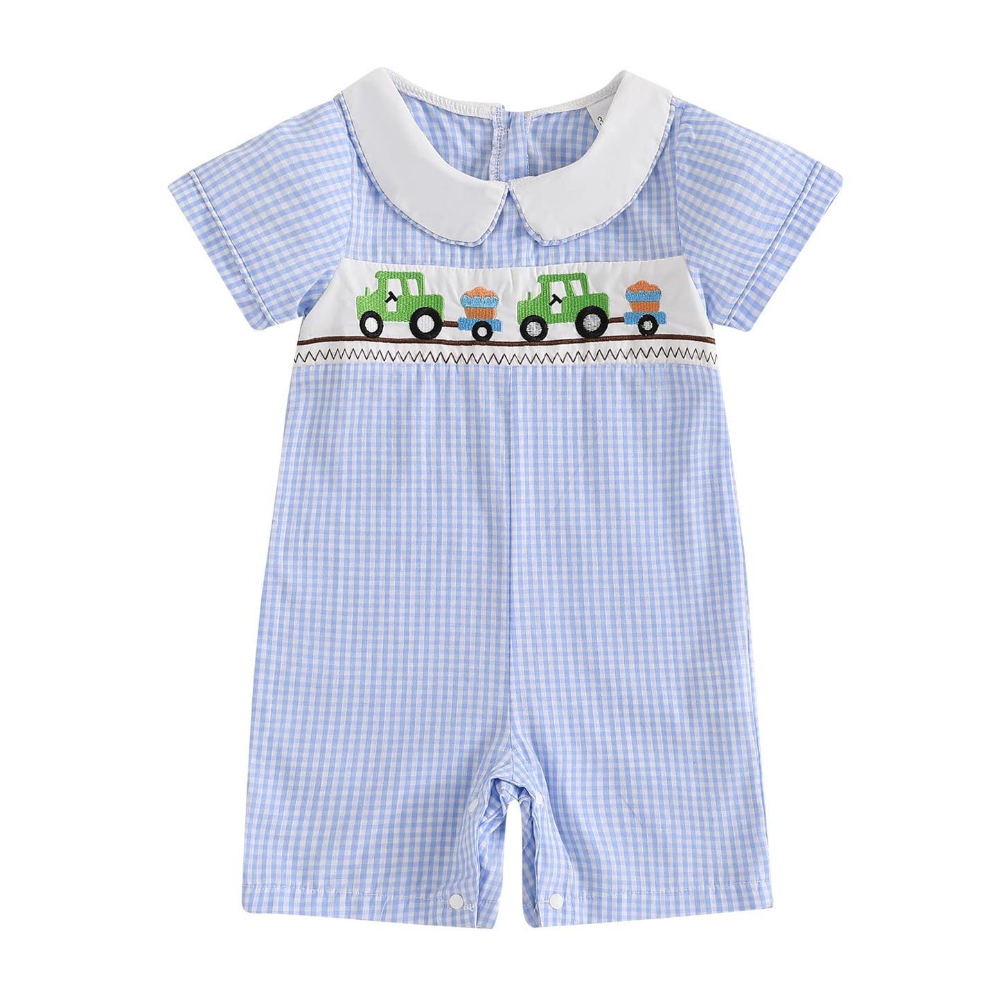 Baby Boy Rompers Half Button-up Jumpsuit Short Sleeve Bodysuit Summer Clothes