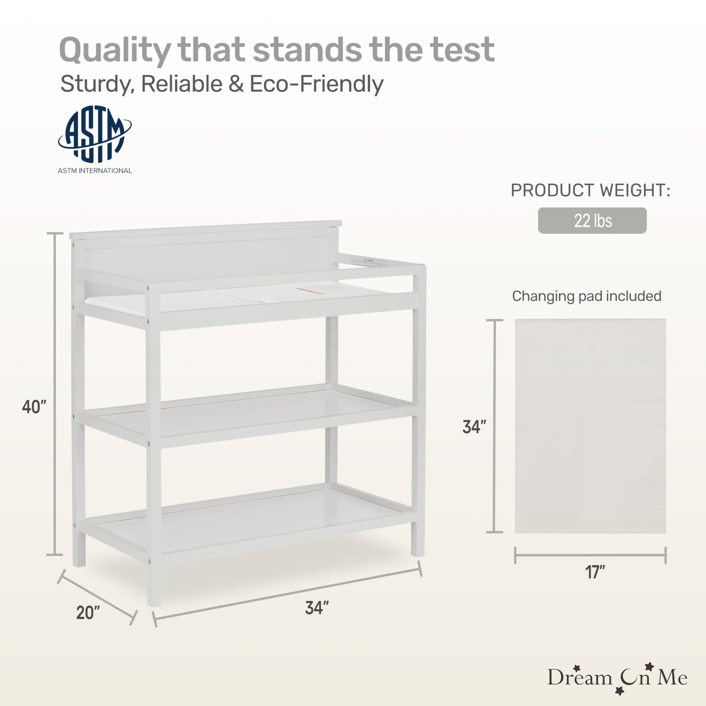 Dream On Me Jax Universal Changing Table, Blush Pink , 34x20x40 Inch (Pack of 1)