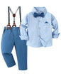 CARETOO Toddler Boy Clothes Suit Gentleman Wedding Outfits Kids Formal Dress Shirt Bowtie Long Suspender Pants Overalls 1-5T