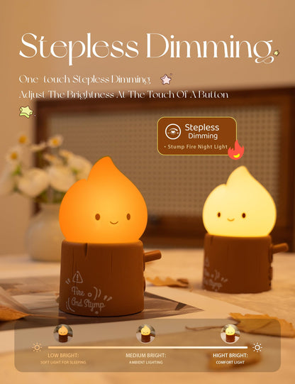 Cute Chibi Flame Lamp, Anime Cozy Lights, Retro Rechargeable Night Light, Decor, Cute Desk Accessories, Gifts