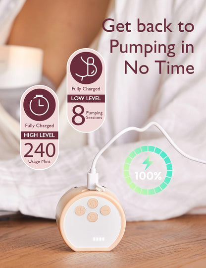 Momcozy Hands-Free Breast Pump S12 Pro, Wearable & Portable Pump with Soft DoubleFit Flange, 3 Modes | 9 Levels Double Electric Pump, Smart Display, 24mm, 2 Pack, Cozy White