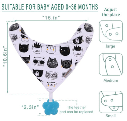 Baby Bandana Drool Bibs 6-Pack and Teething Toys 6-Pack Made with 100% Organic Cotton, Absorbent and Soft Unisex