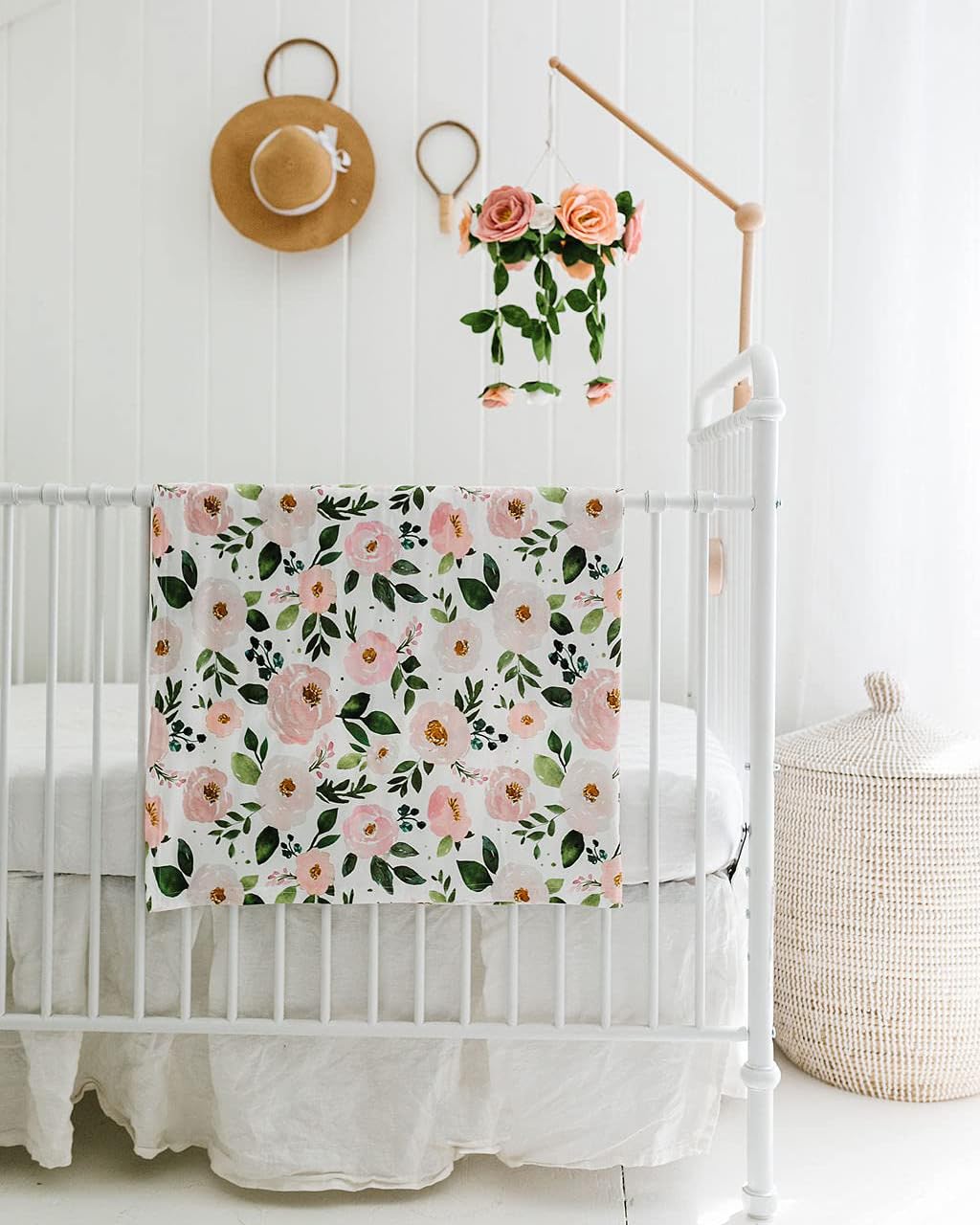 Baby Crib Mobile (Felt Rose) - Baby Shower Gift Nursery Decorations - Handmade Floral Decor for Girls