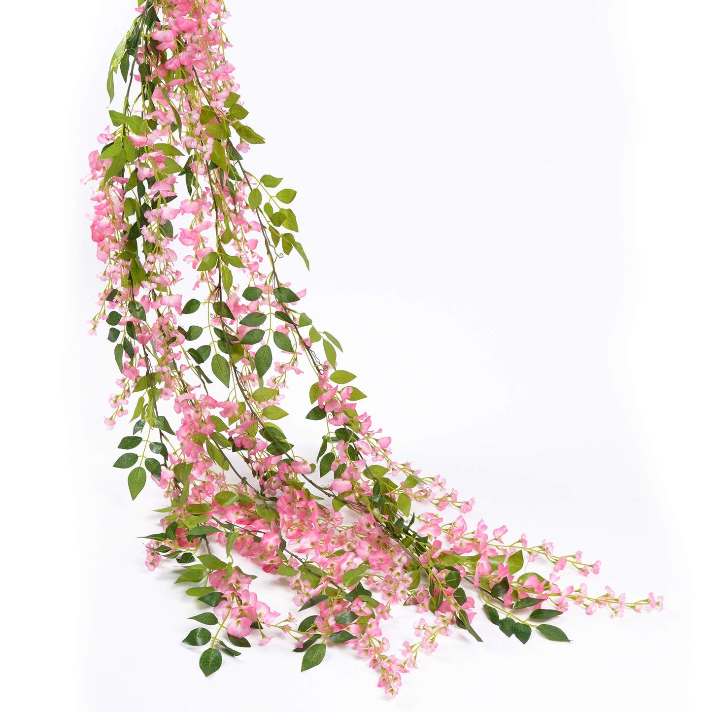 Lvydec Wisteria Artificial Flowers Garland, 4Pcs Total 28.8ft White Artificial Wisteria Vine Silk Hanging Flower for Home Garden Outdoor Ceremony Wedding Arch Floral Decor