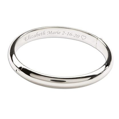 Personalized Sterling Silver Baby Bangle Bracelet Gift for Child, Toddler, Kids, Teen, or Women Custom Jewelry with Engraved Name