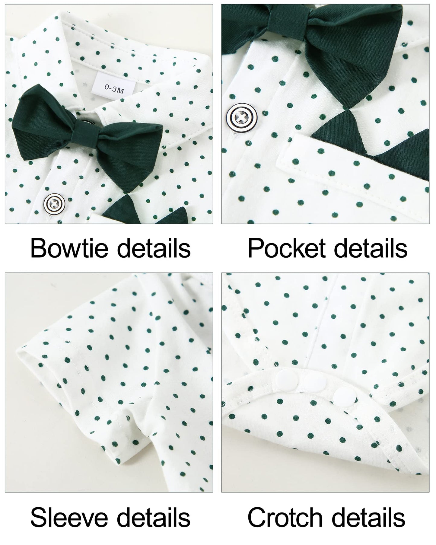 YALLET Baby Boy Clothes Suit Newborn Infant Gentleman Outfits, Formal Dress Shirt+Bowtie+Suspender Shorts Wedding Party Set