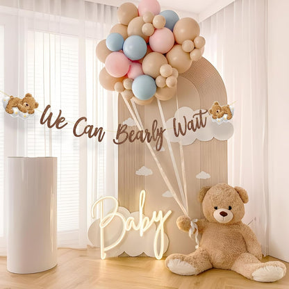 We Can Bearly Wait Baby Shower Decorations Bear Banner We Can Bearly Wait Sign Glitter Brown Cute Bear on the Cloud