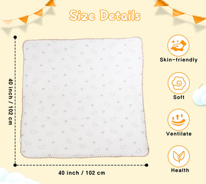 Baby Blanket Double Layer Cotton 40 x 40 Soft Receiving Blanket with Pattern Machine Washable Brown Bear