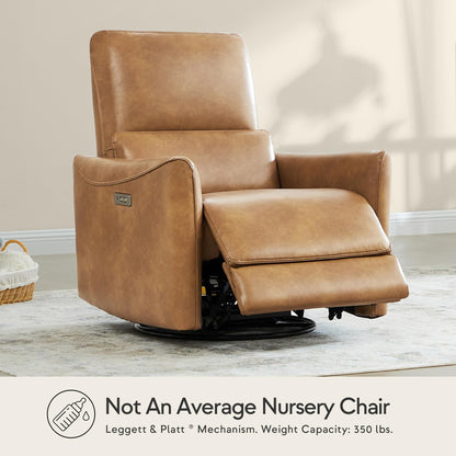 CHITA Power Recliner Chair Swivel Glider, FSC Certified Upholstered Living Room Nursery Reclining Sofa Chair with Lumbar Support, Linen