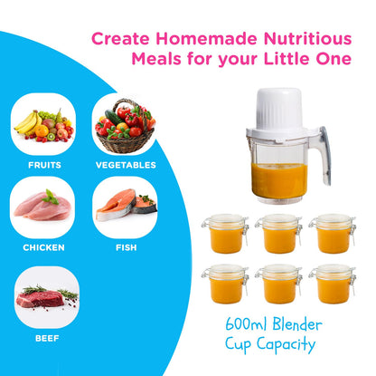 EVLA'S Baby Food Maker, Steamer, Blender, Baby Food Processor for Healthy Homemade Baby Food in Minutes, Touch Screen with 6 Reusable Food Pouches, Baby Registry Essential, White