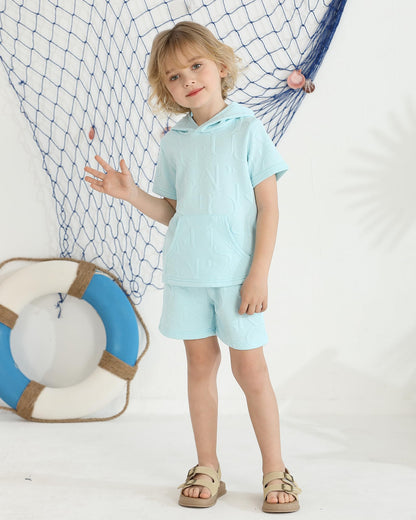 Toddler Baby Boy Clothes Summer Outfits Short Sleeve Hooded T Shirt Tops Casual Shorts Set 2Pcs Little Boy Clothes