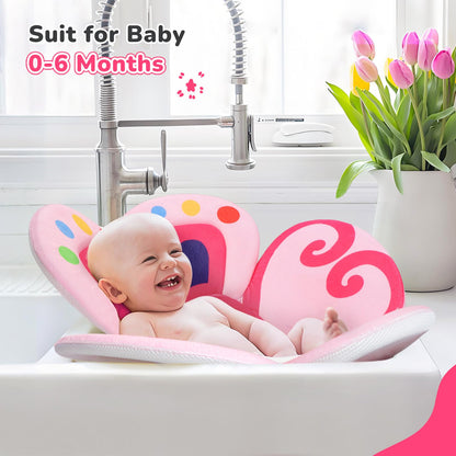 Baby Bath Flower for Sink, Non-Slip Flower Bathtub for Infants 0-6 Months, Soft Baby Sink Bath Cushion for Babies Bath Time, Newborns Bath Essentials Must Haves-Butterfly