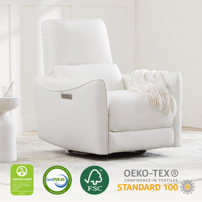 CHITA Power Recliner Chair Swivel Glider, FSC Certified Upholstered Living Room Nursery Reclining Sofa Chair with Lumbar Support, Linen