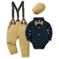 YUEMION Baby Boy Clothes Wedding Outfit Suits, 0-18 Months Infant Boy Gentleman Set, Dress Shirt+Vest+Suspender Pants+Bowtie