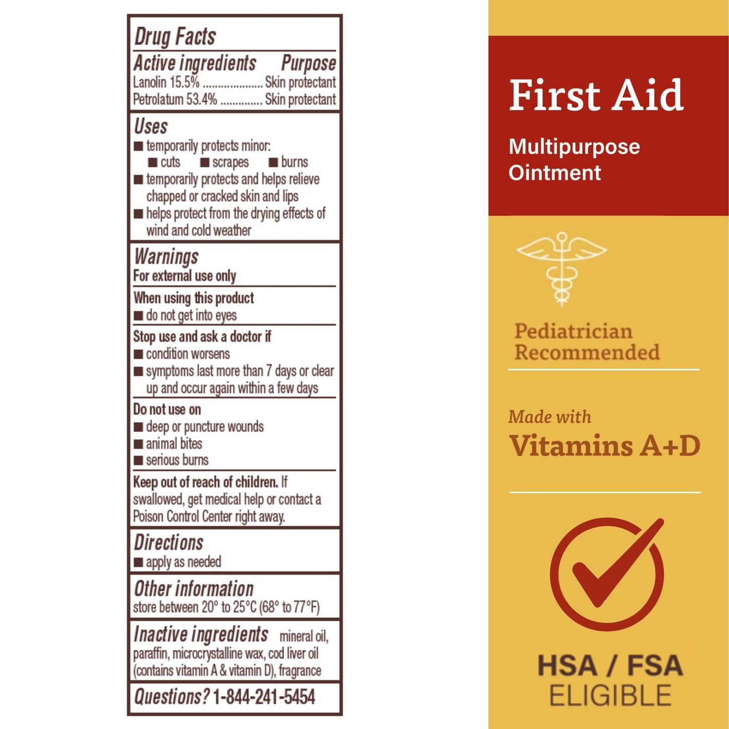 A+D First Aid Healing Ointment - Moisturizing Skin Protectant for Dry Cracked Heels, Elbows, Hands and Lips - Use After Hand Washing, Packaging May Vary, Multicolor – 1.5 oz Tube