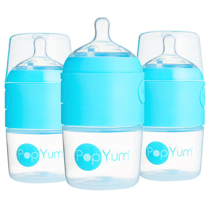PopYum 9 oz Orange Anti-Colic Formula Making/Mixing/Dispenser Baby Bottle with #2 Medium Flow Nipple, 260 ml, BPA-Free, Natural Latch