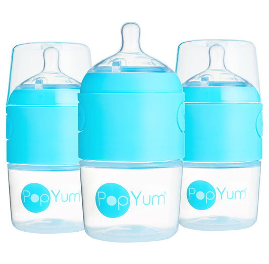 PopYum 9 oz Orange Anti-Colic Formula Making/Mixing/Dispenser Baby Bottle with #2 Medium Flow Nipple, 260 ml, BPA-Free, Natural Latch