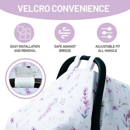 100% Muslin Summer Baby Car Seat Cover, Universal Fit Infant Car Seat Canopy, Breathable & Lightweight Sun, Weather Protection for Boys & Girls
