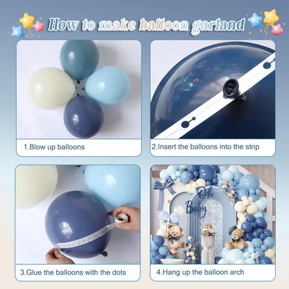 Dusty Blue Balloon Arch Garland Kit, 141 Pcs Sand White Baby Blue White Balloons for Baby Shower Decorations, Gender Reveal, Birthday, Wedding Decoration