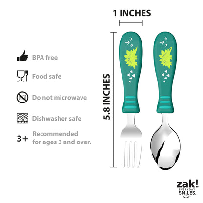 Zak Designs 5-Piece Dinnerware Set, Baby Shark - Durable Plastic & Stainless Steel - Includes Water Bottle, 8-Inch Plate, 6-Inch Bowl, Fork & Spoon - Suitable for Kids Ages 3+